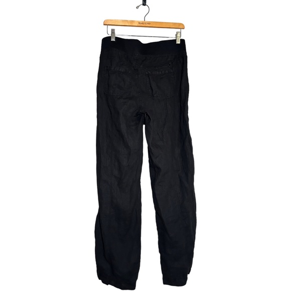 Athleta 100% Linen Wide Leg Pull-On Drawstring Waist Athletic Pants Black Size 6 - Picture 6 of 14